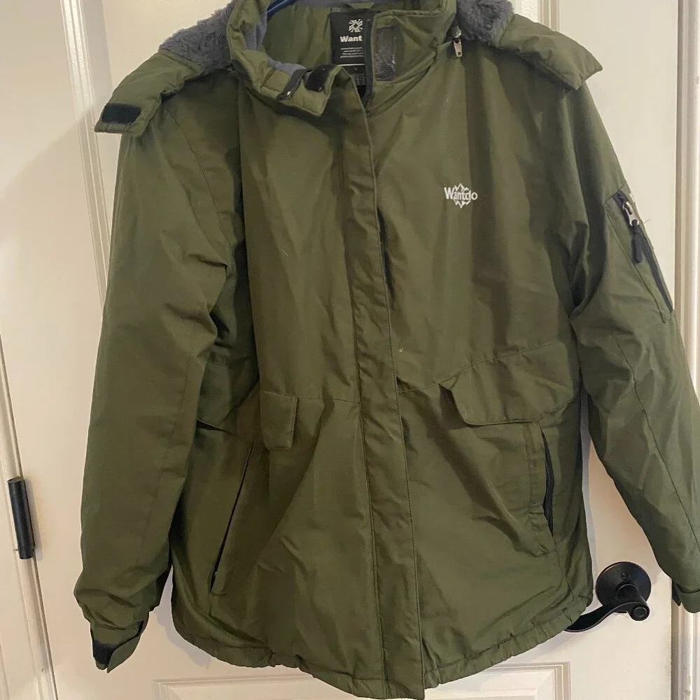 Wantdo Winter Fleece Lined Coat Ski Olive Green
